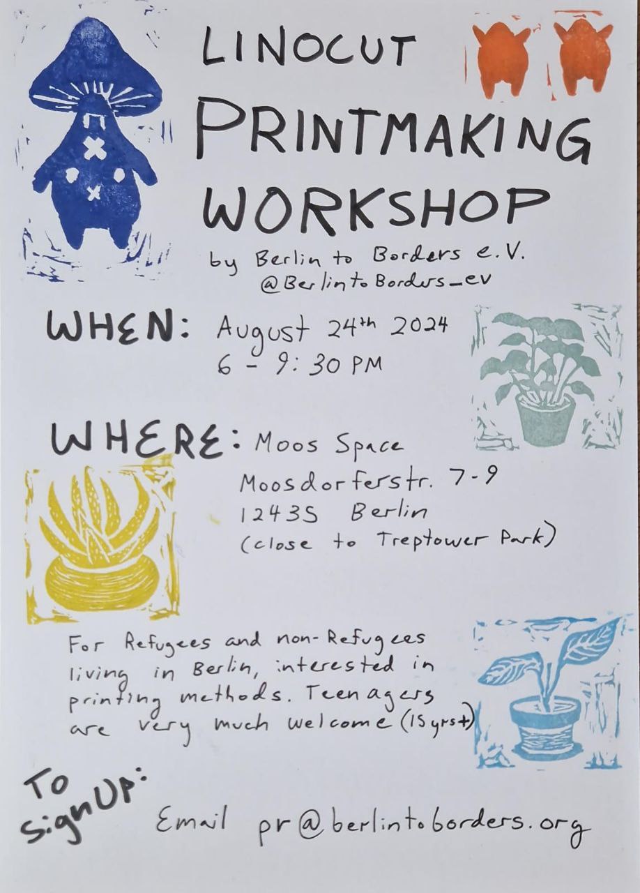 Linocut Printmaking Workshop for Refugees